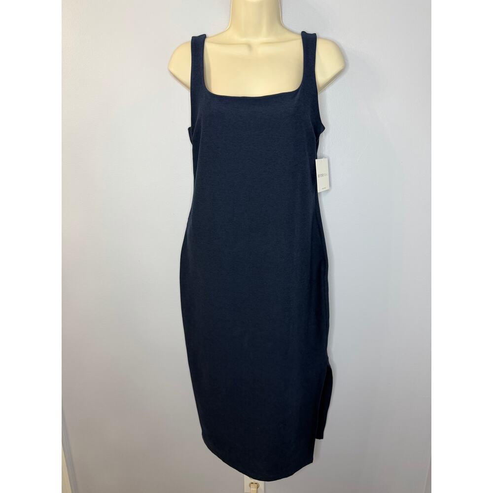 Beyond Yoga Women's L Spacedye Icon Midi Dress Stretch Nocturnal Navy New